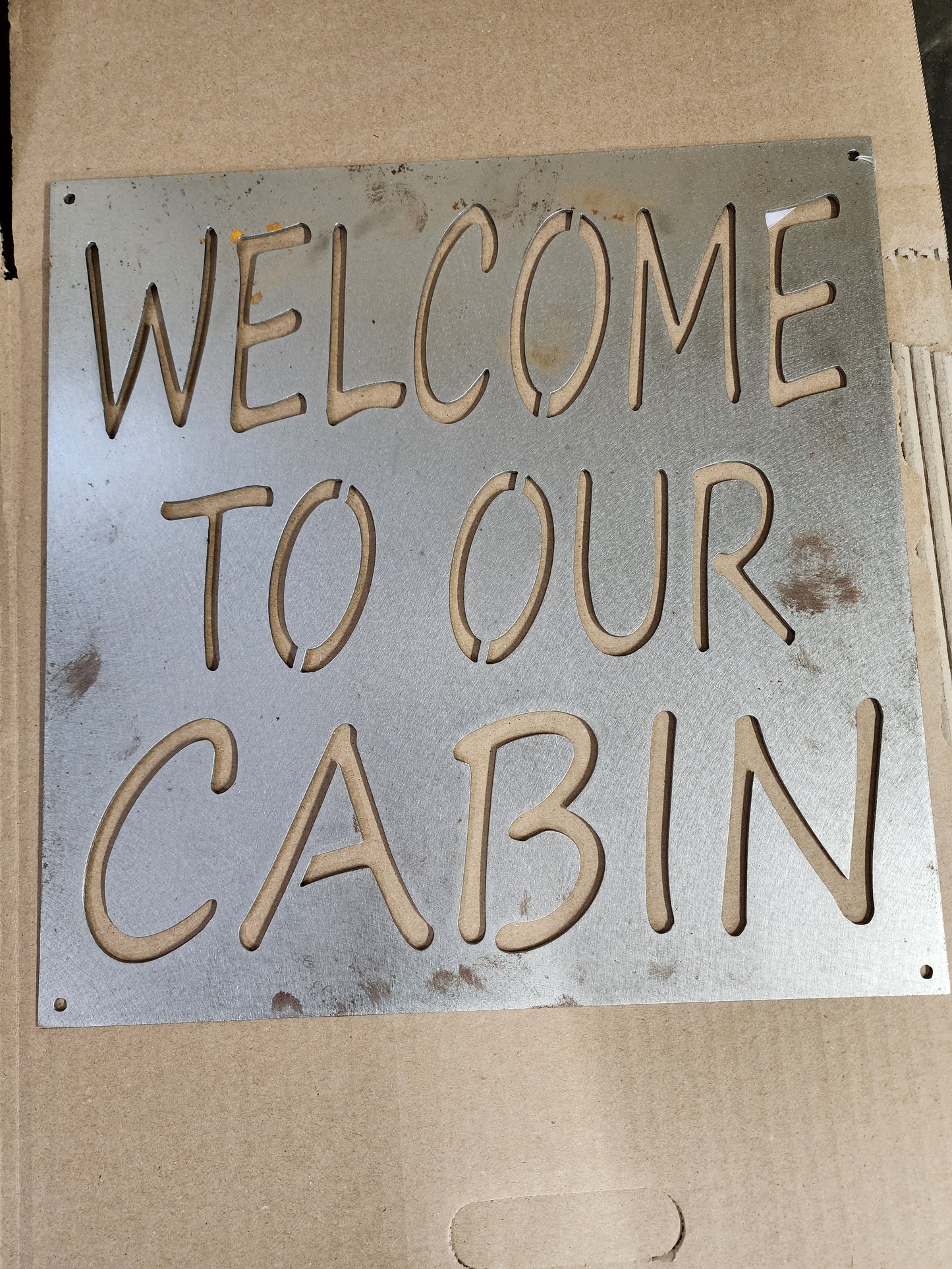 Welcome to our cabin sign